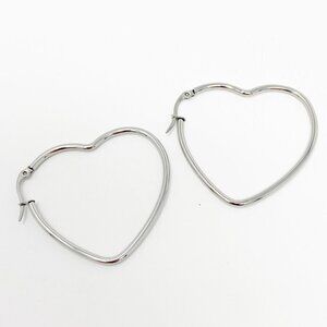 Silver Wire Heart Shape Earrings Y2K 90s